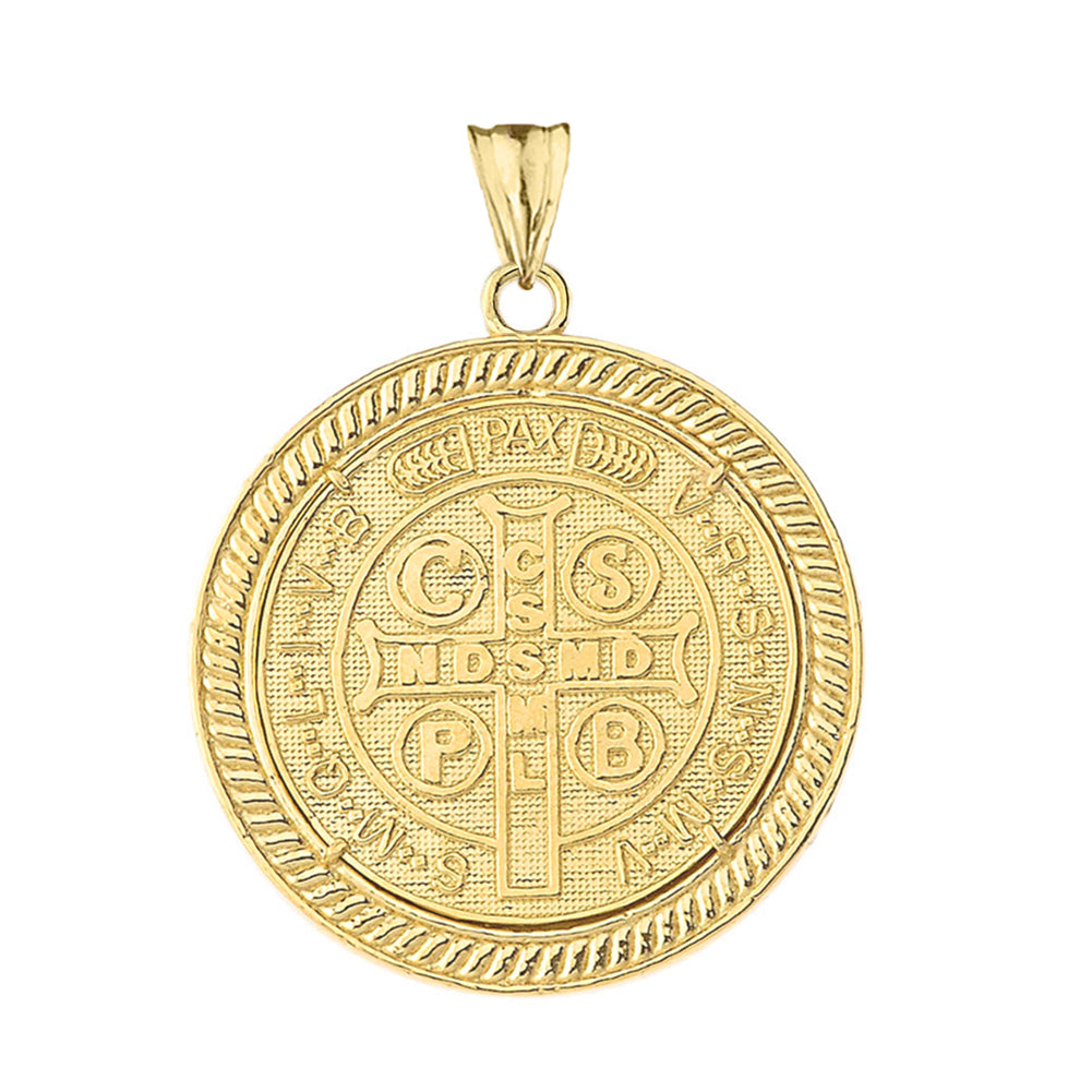 Gold Diamond Reversible Patron Saint Benedict Beaded Medallion Pendant Necklace, view 4