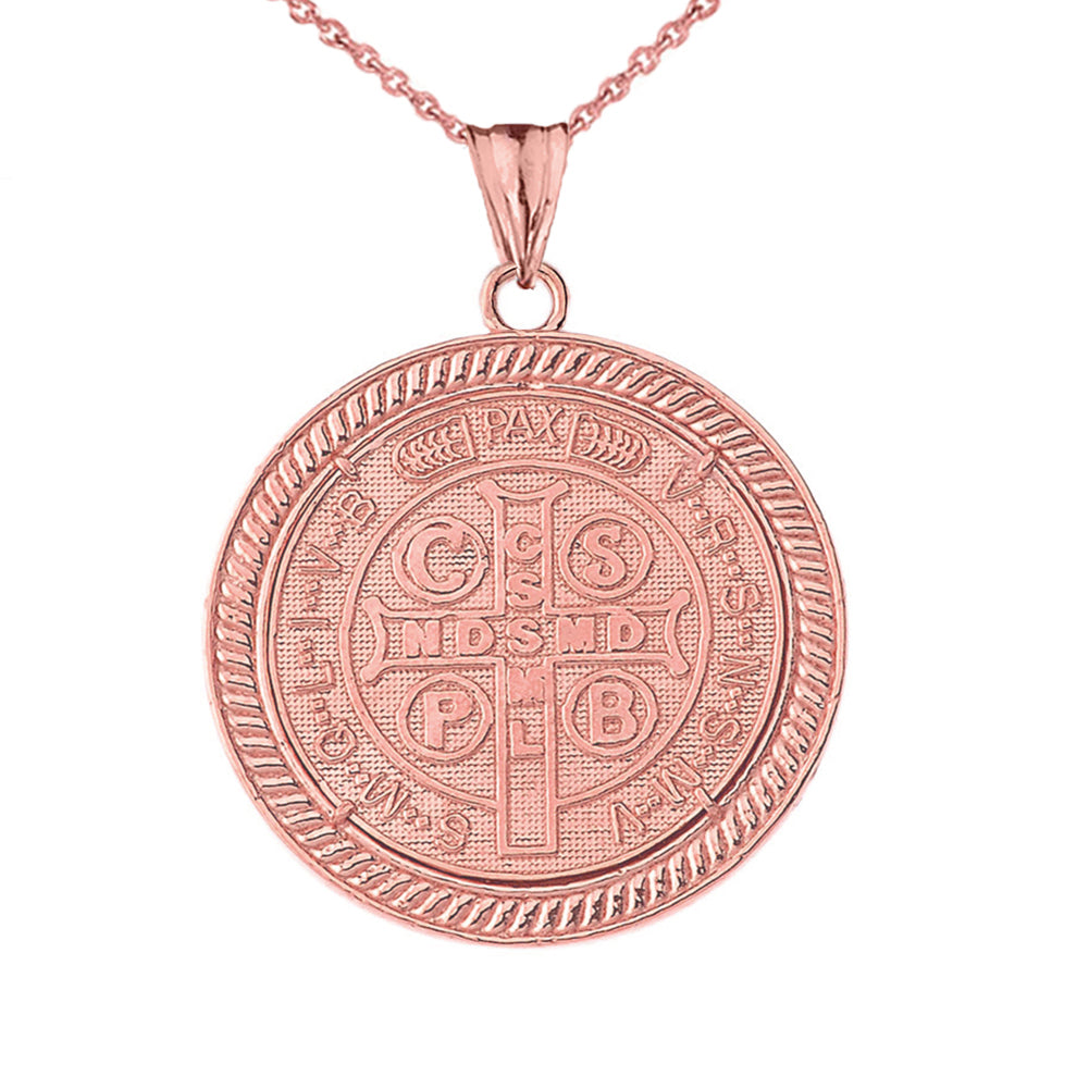 Gold Diamond Reversible Patron Saint Benedict Beaded Medallion Pendant Necklace, view 7