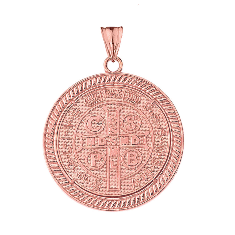 Gold Diamond Reversible Patron Saint Benedict Beaded Medallion Pendant Necklace, view 9