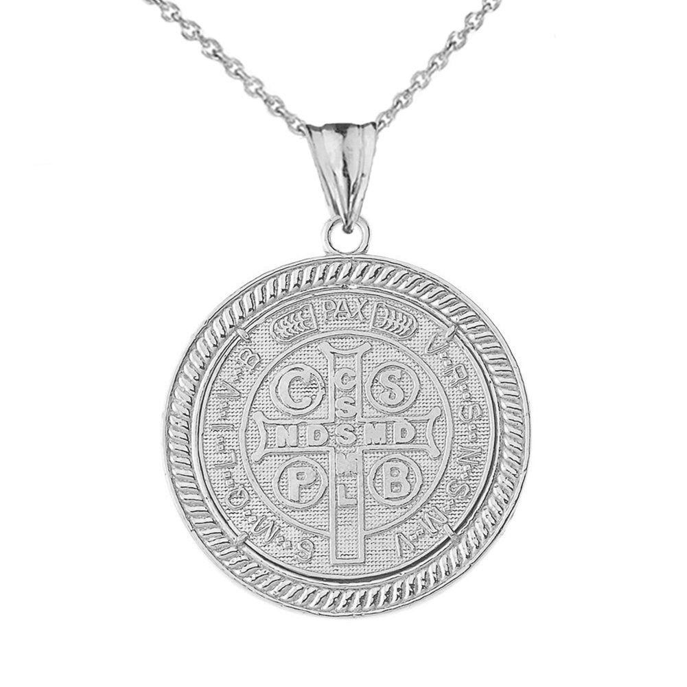 Gold Diamond Reversible Patron Saint Benedict Beaded Medallion Pendant Necklace, view 11