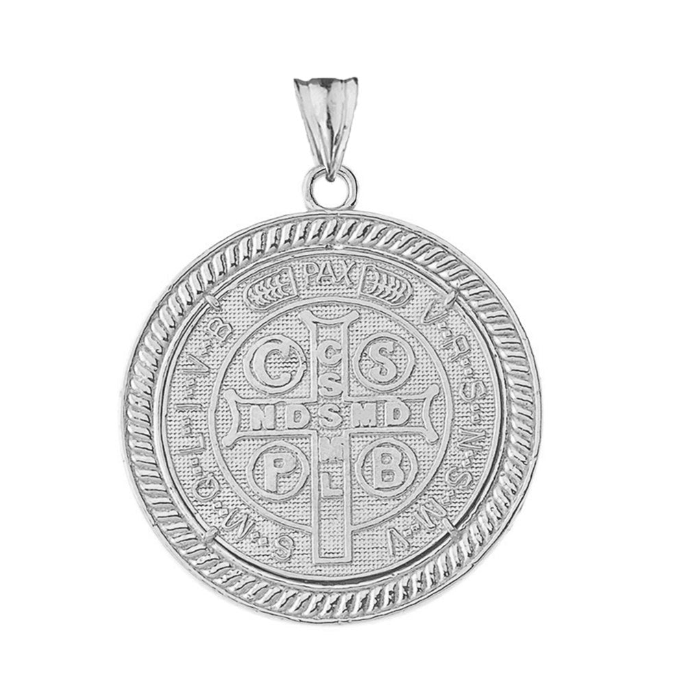 Gold Diamond Reversible Patron Saint Benedict Beaded Medallion Pendant Necklace, view 13