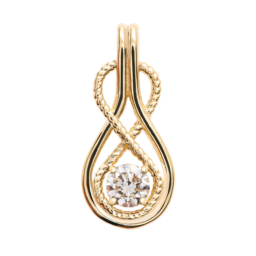 Gold Diamond Rope Infinity Teardrop Pendant Necklace