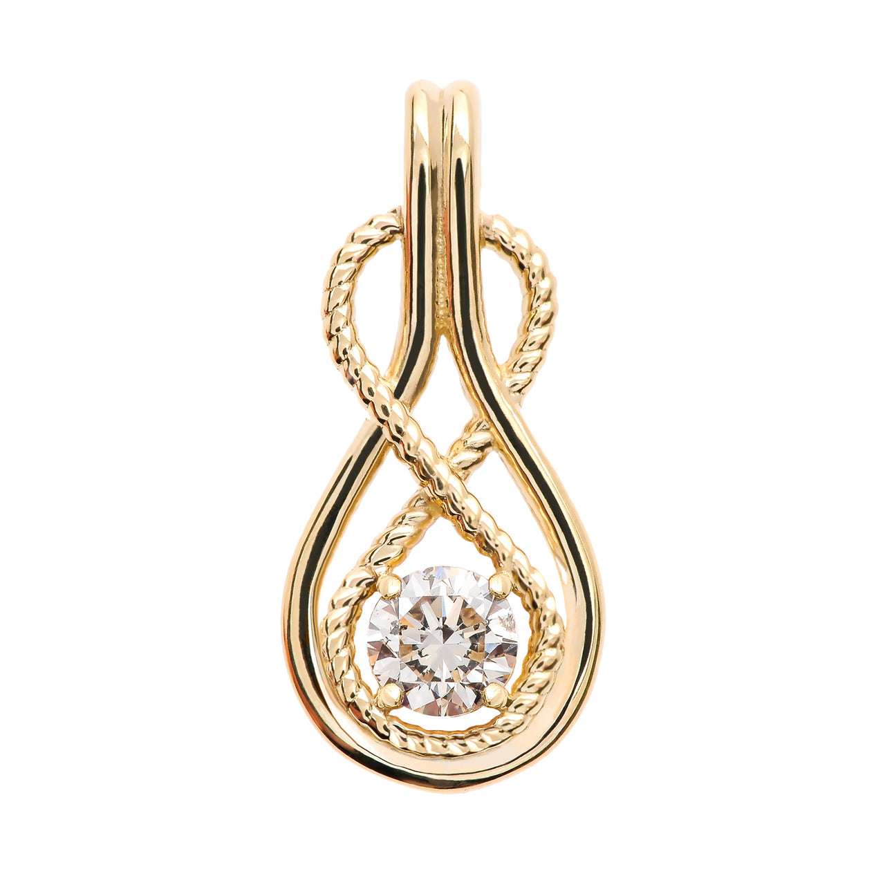 Gold Diamond Rope Infinity Teardrop Pendant Necklace