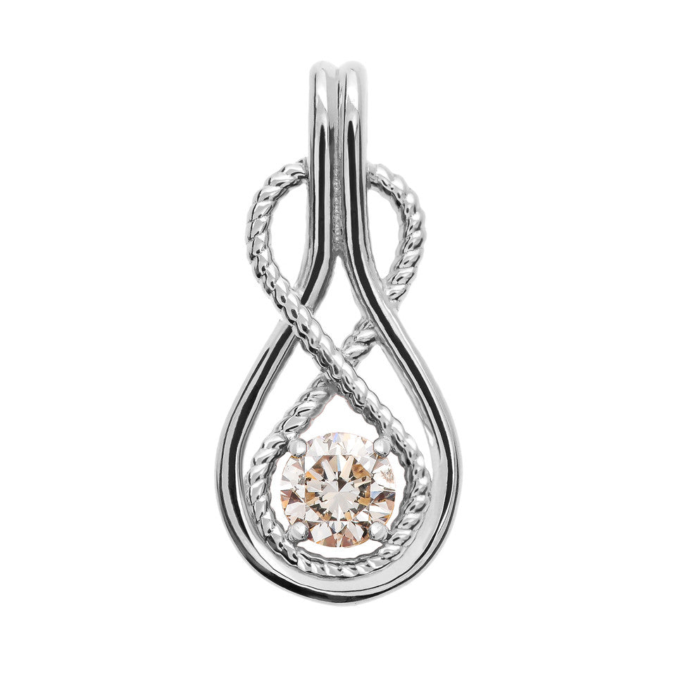 Gold Diamond Rope Infinity Teardrop Pendant Necklace, view 4