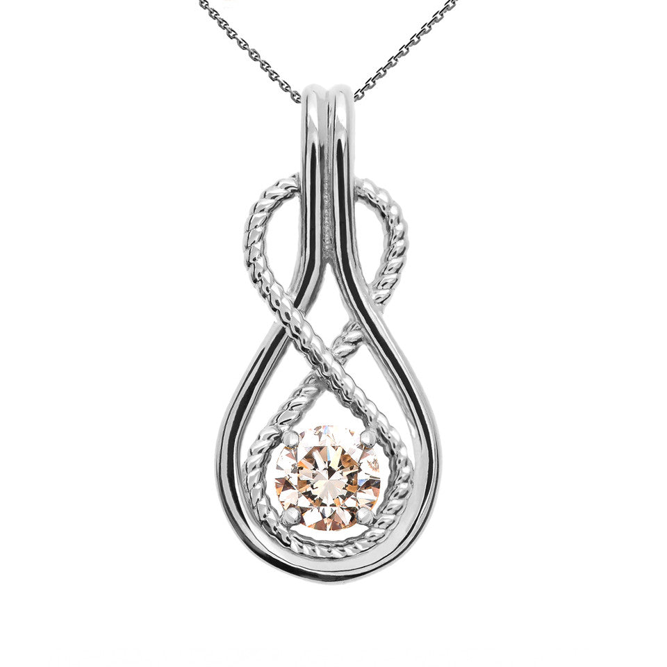 Gold Diamond Rope Infinity Teardrop Pendant Necklace, view 5