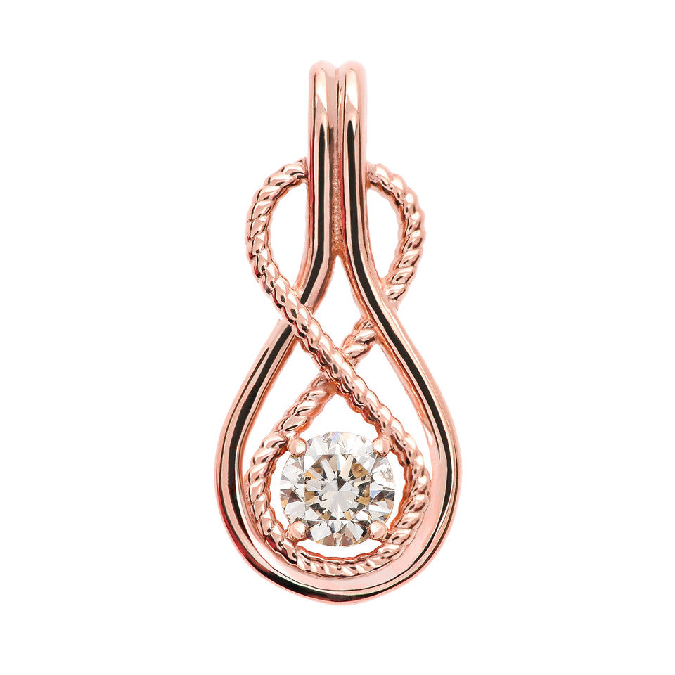 Gold Diamond Rope Infinity Teardrop Pendant Necklace, view 6