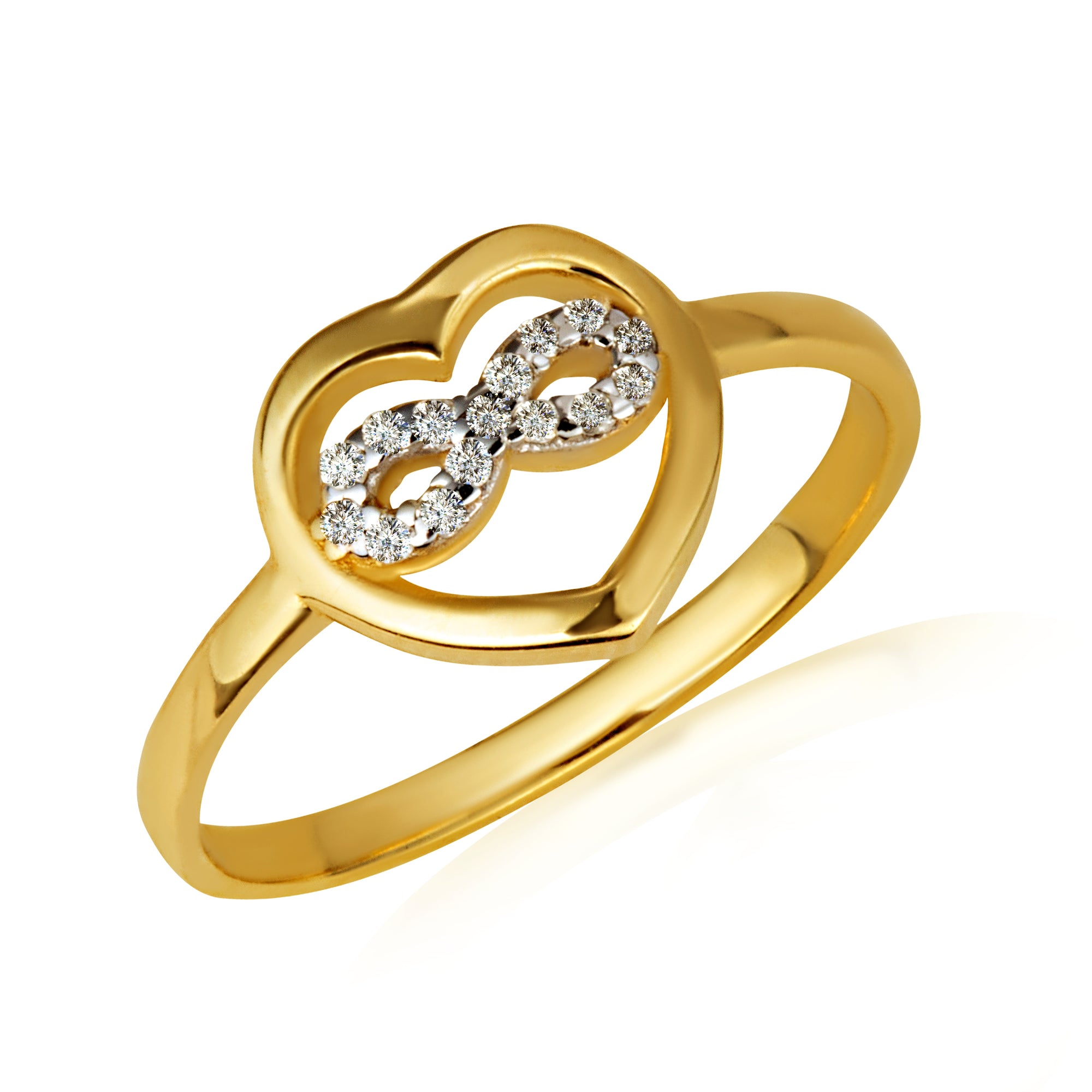 Gold Diamond Studded Infinity Heart Ring, view 5