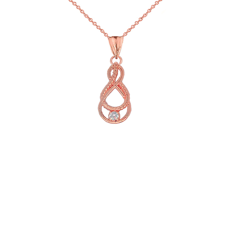 Gold Diamond Teardrop Infinity Knot Pendant Necklace (0.73"), view 4