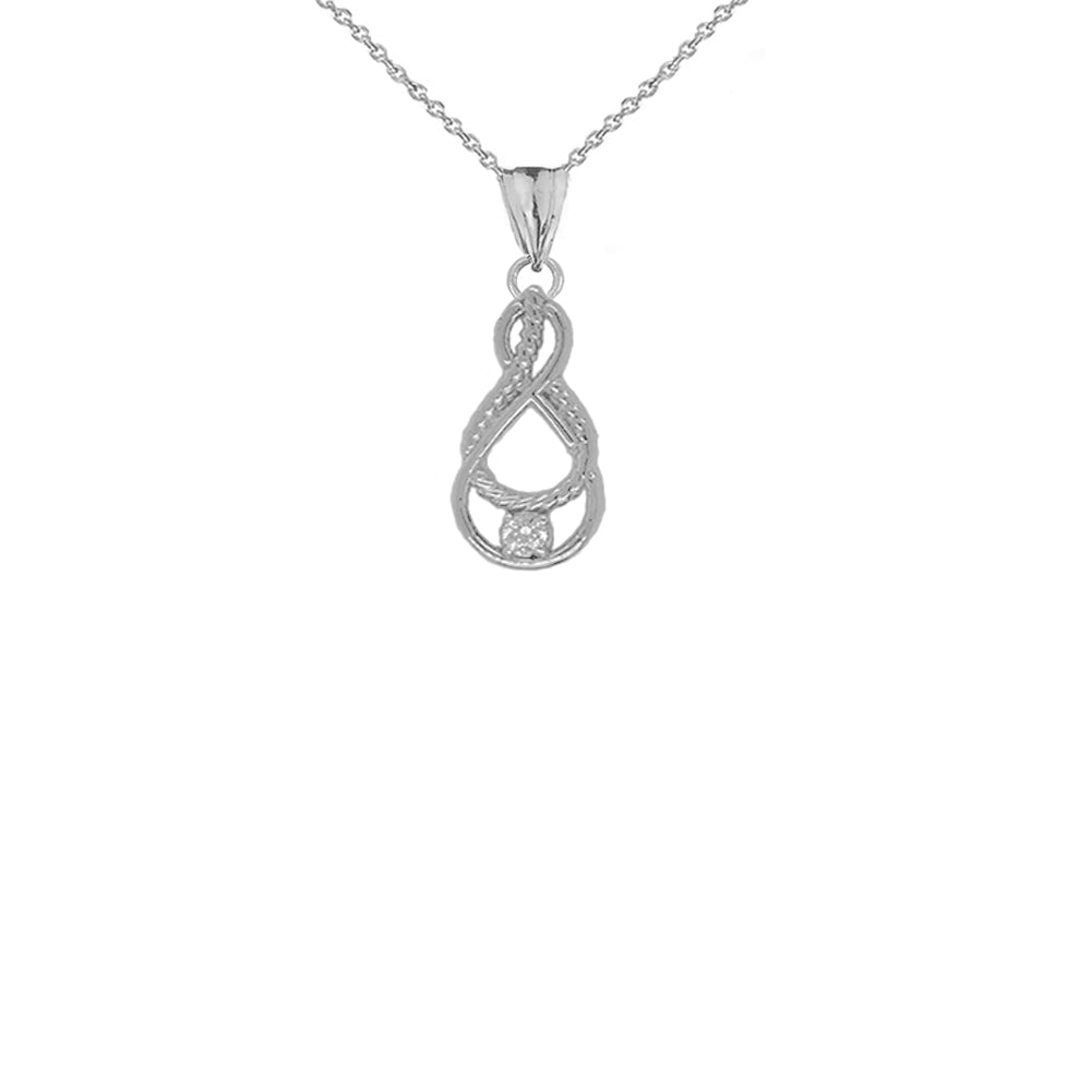 Gold Diamond Teardrop Infinity Knot Pendant Necklace (0.73"), view 6