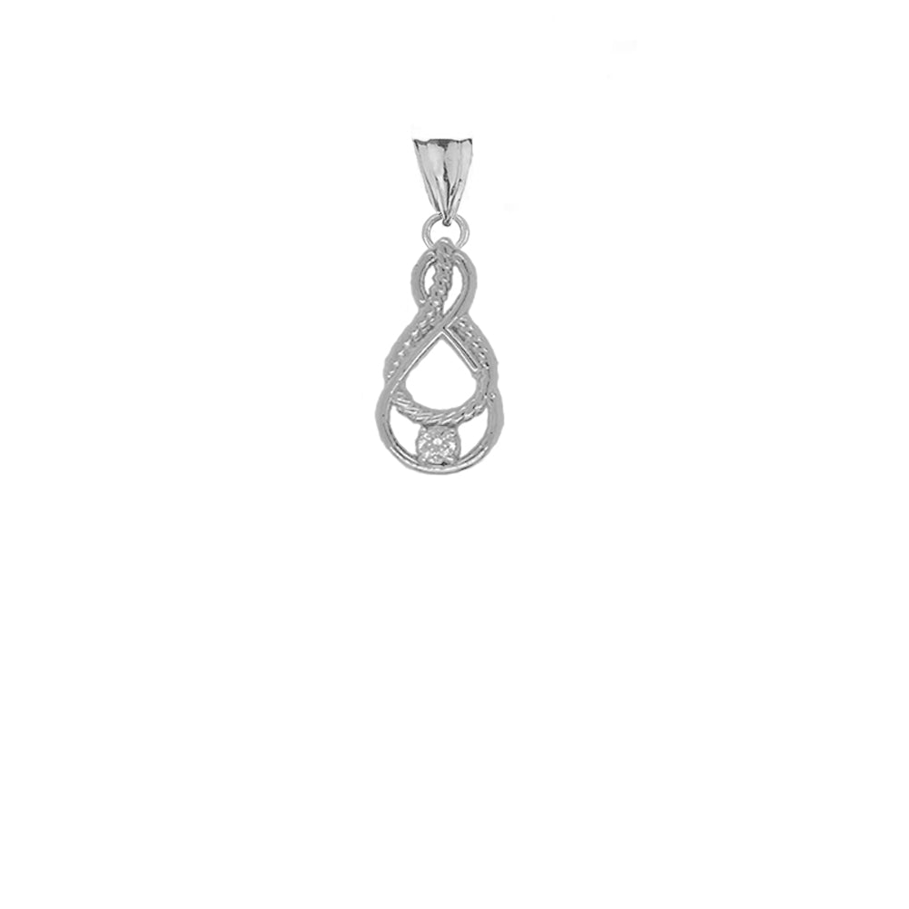 Gold Diamond Teardrop Infinity Knot Pendant Necklace (0.73"), view 7
