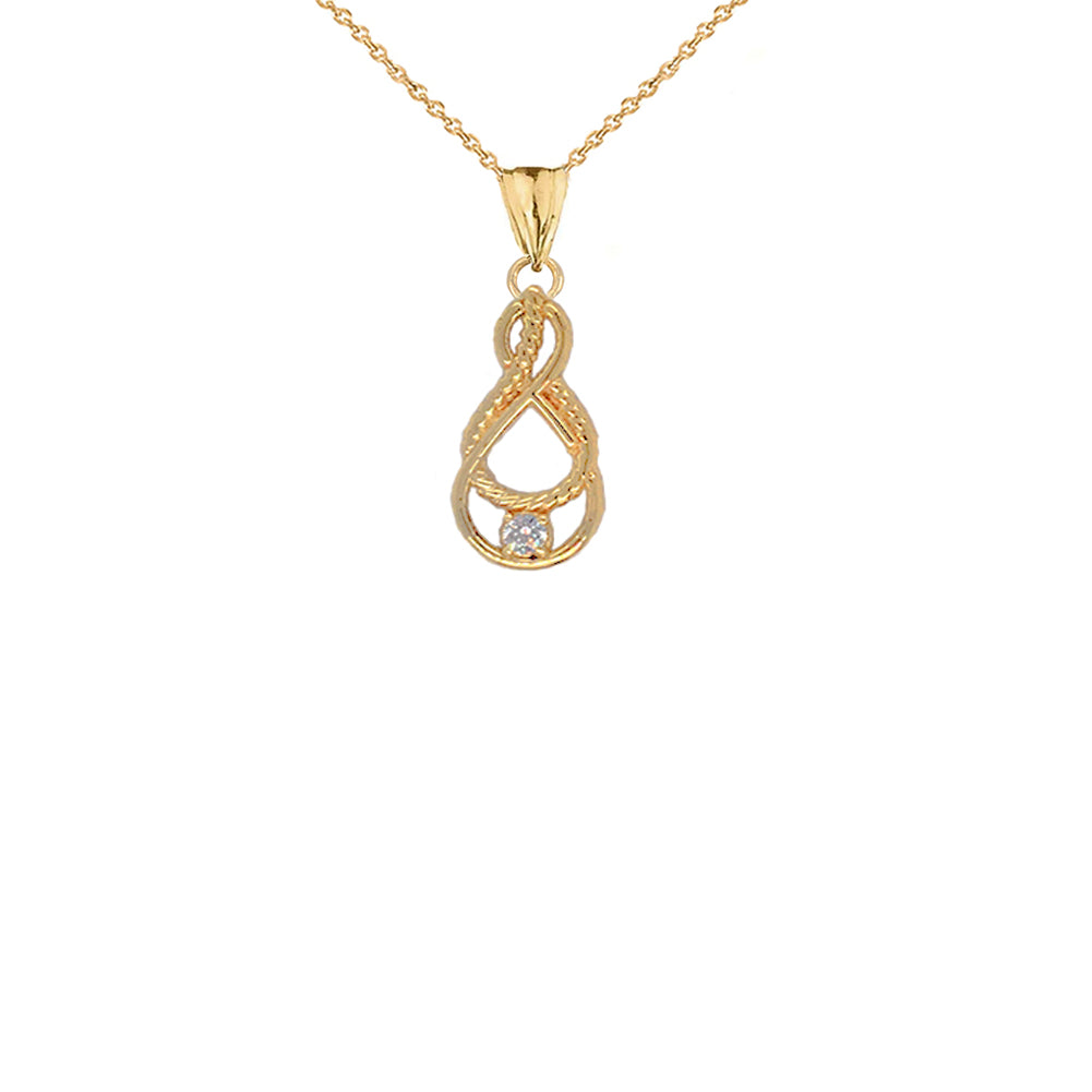 Gold Diamond Teardrop Infinity Knot Pendant Necklace (0.73"), view 8