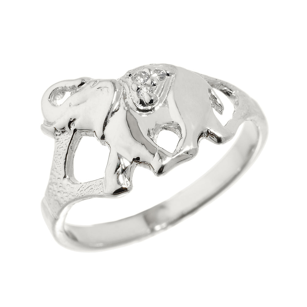 Gold Diamonds Studded Elephant Ring, view 2