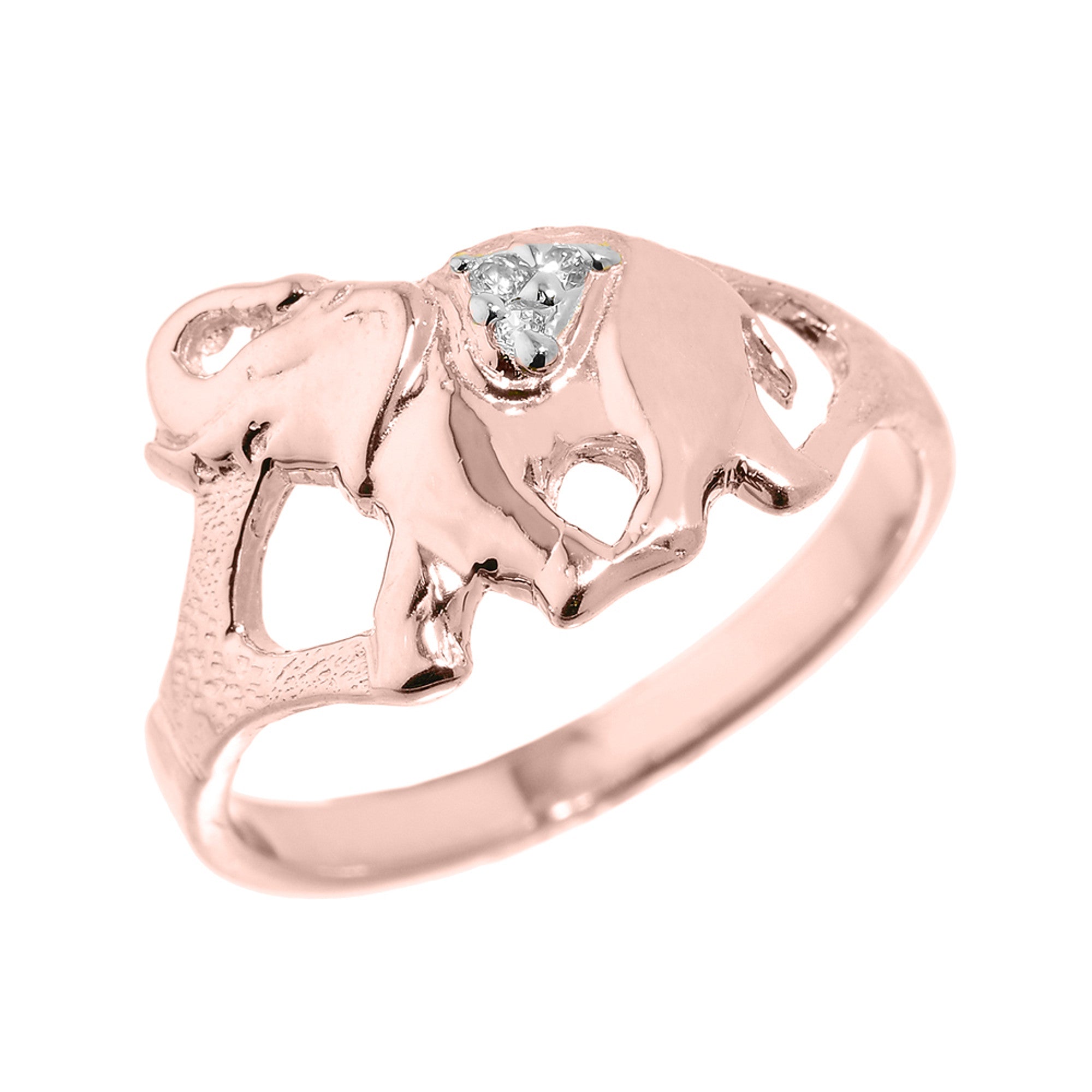 Gold Diamonds Studded Elephant Ring, view 3