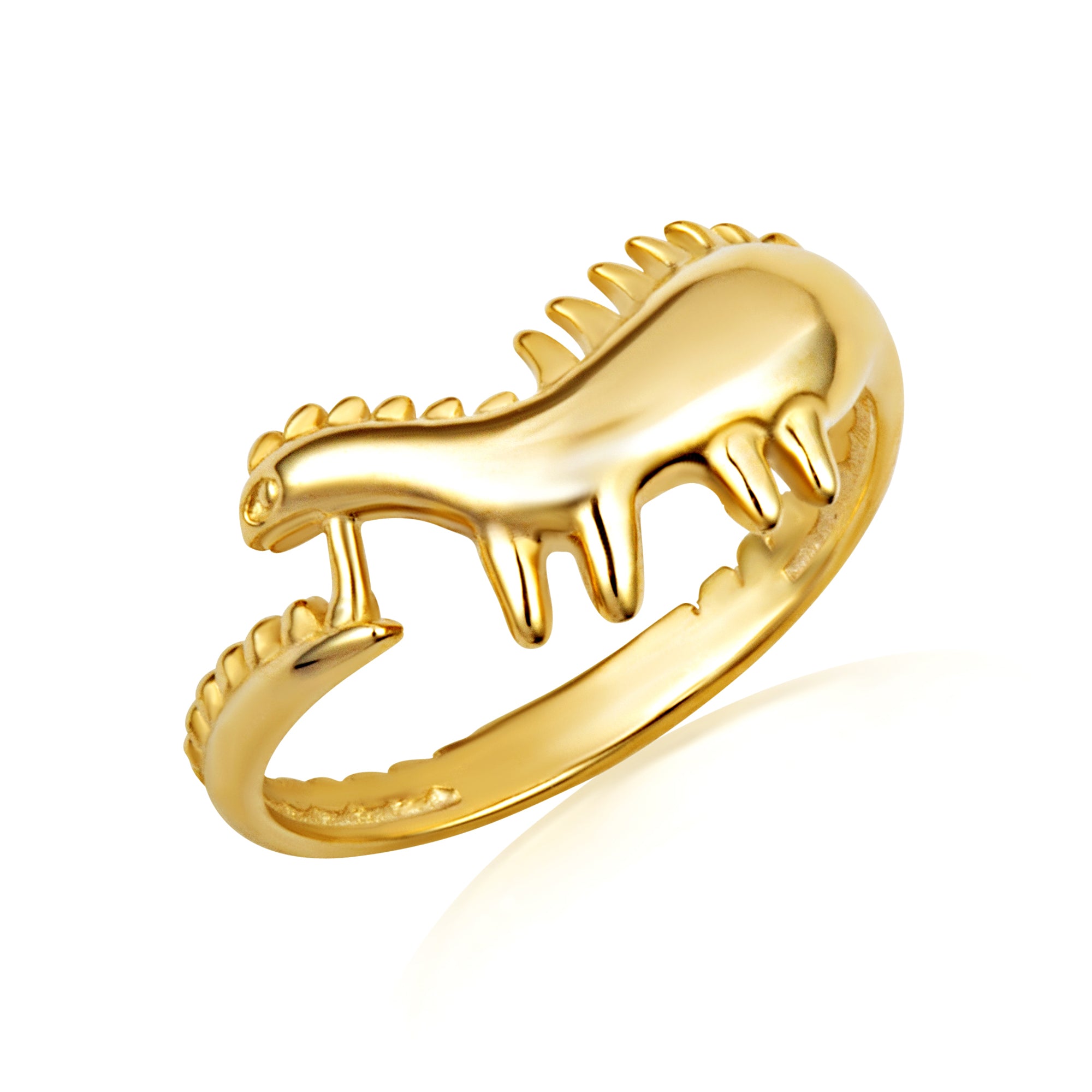 Gold Dinosaur Stegosaurus Band Ring, view 5