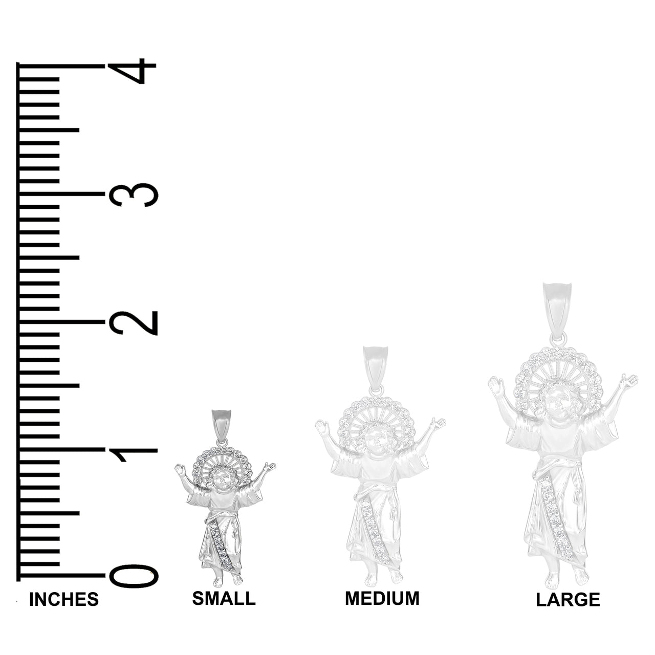 Gold Divino Nino Jesus with CZ Pendant Necklace (Small) 1.31, view 10