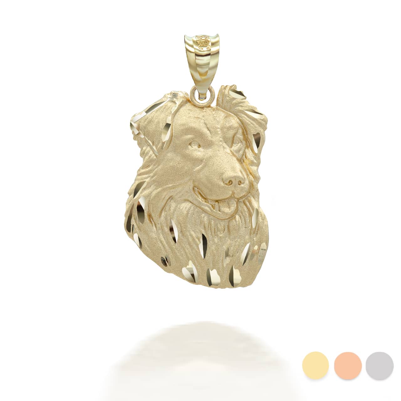 Gold Dog Border Collie Pendant Necklace