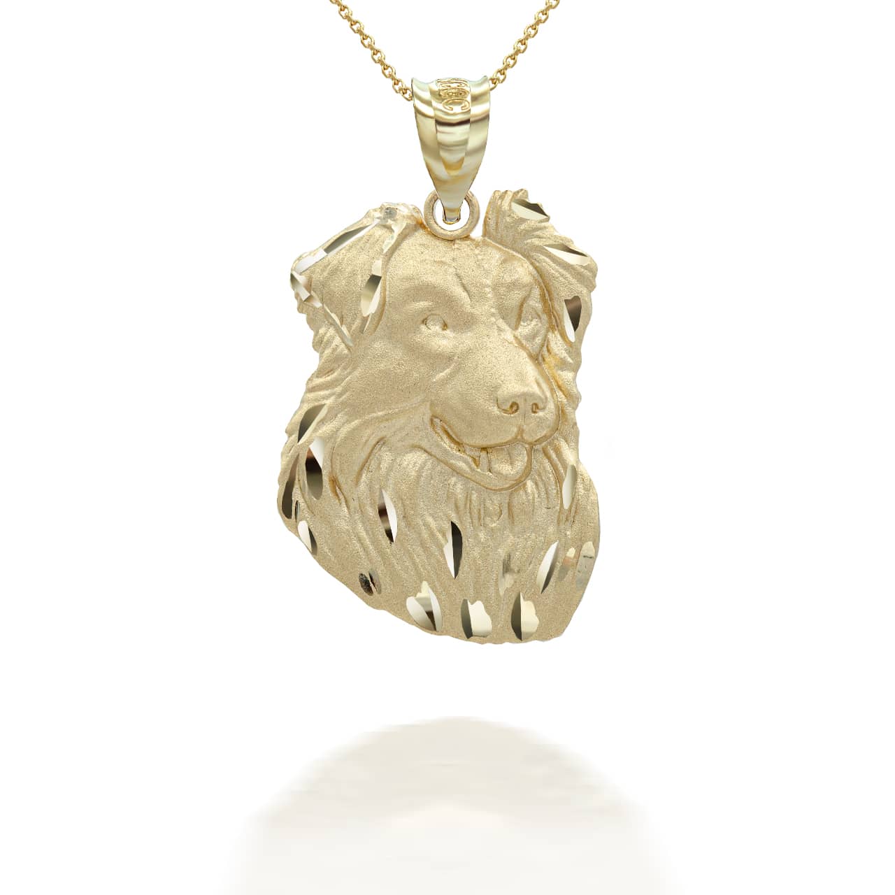 Gold Dog Border Collie Pendant Necklace, view 4