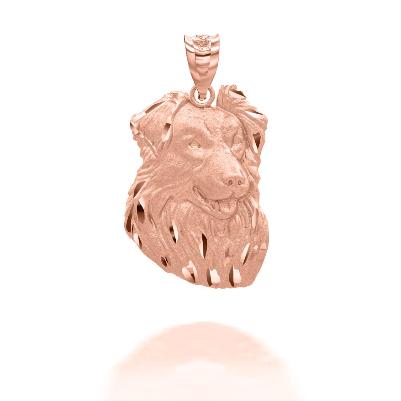 Gold Dog Border Collie Pendant Necklace, view 5