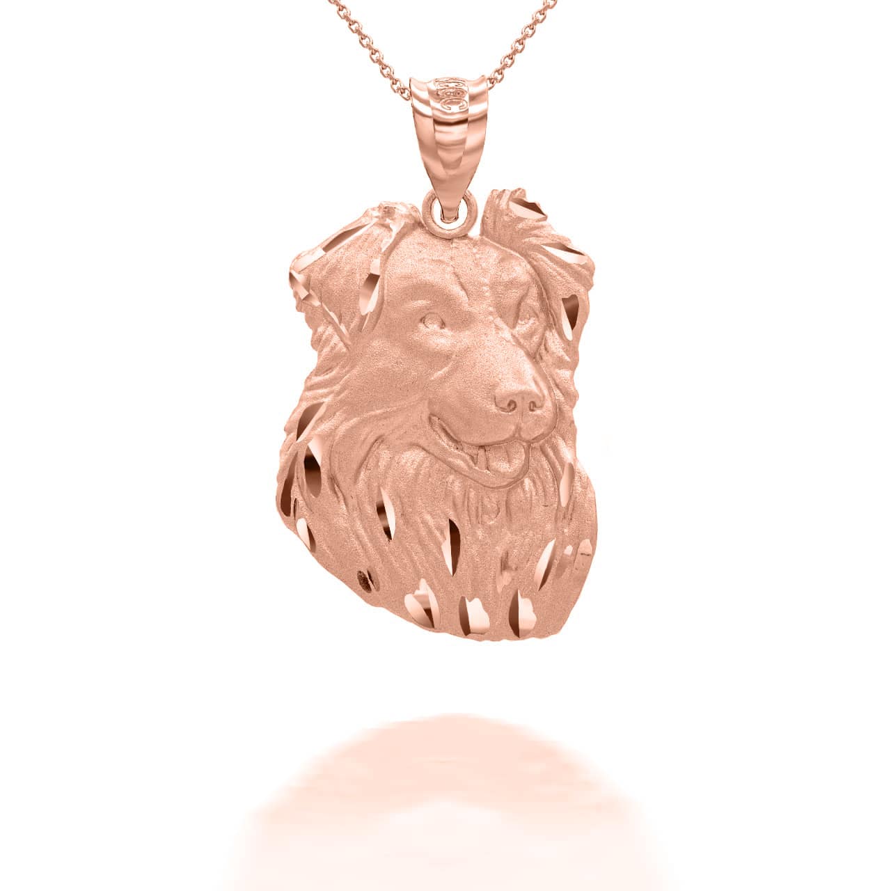 Gold Dog Border Collie Pendant Necklace, view 6