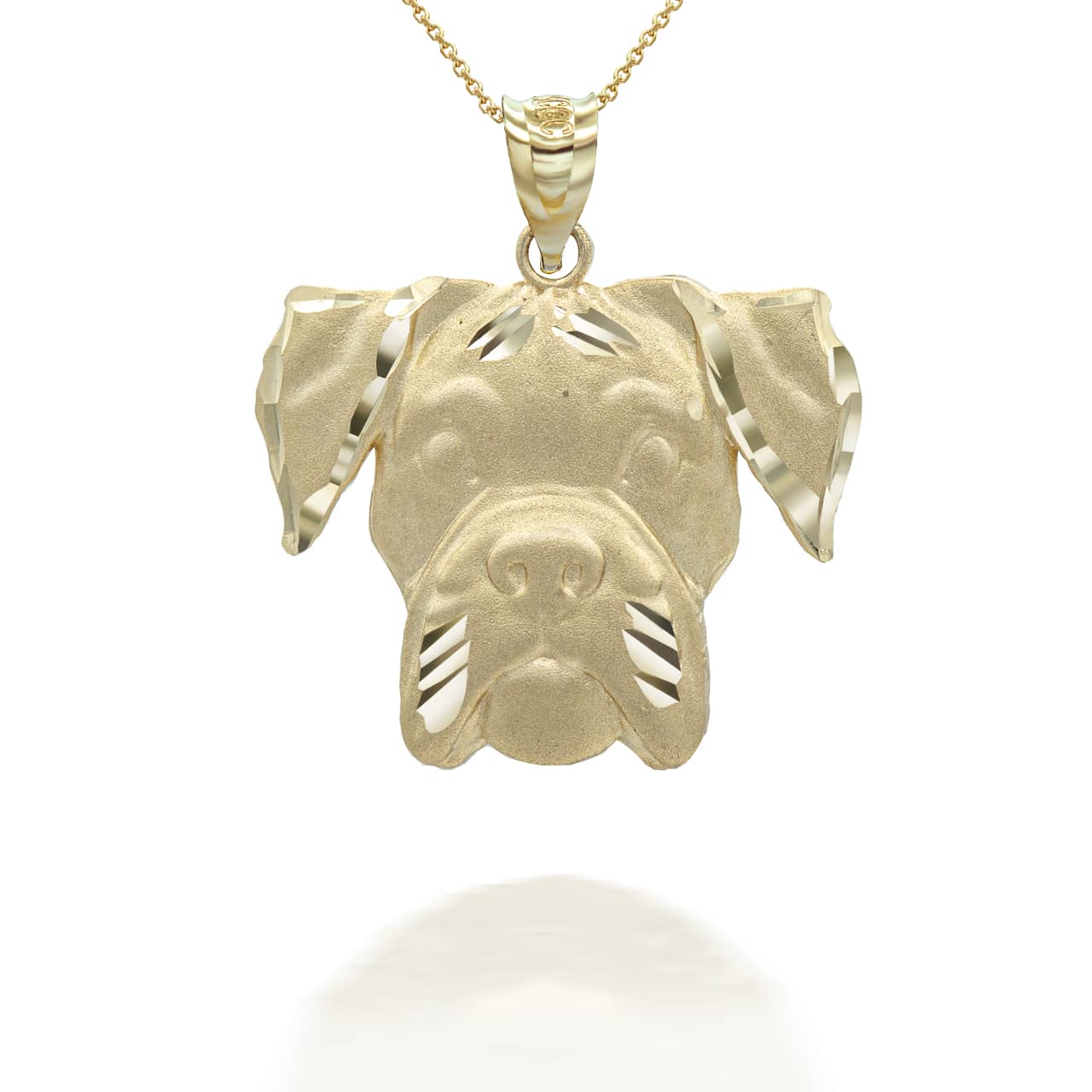 Gold Dog Boxer Pendant Necklace, view 4