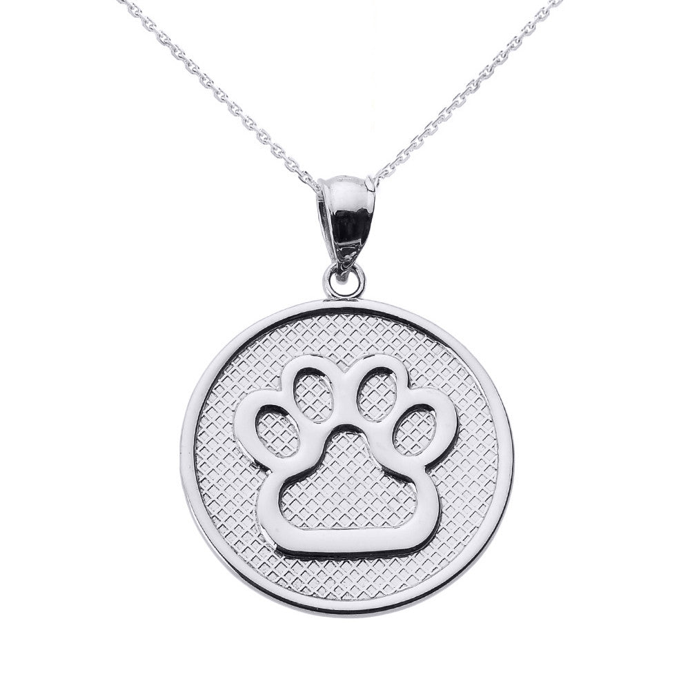 Gold Dog Paw Print Disc Pendant Necklace, view 3