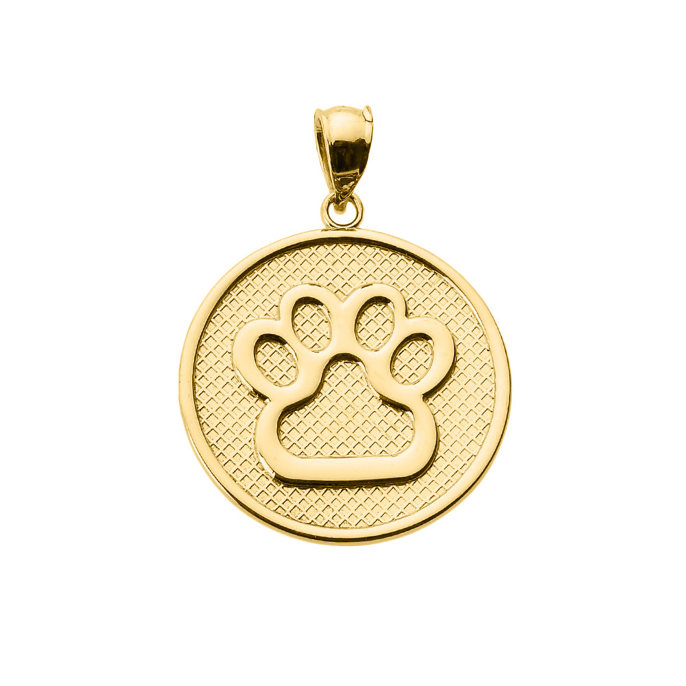 Gold Dog Paw Print Disc Pendant Necklace, view 4
