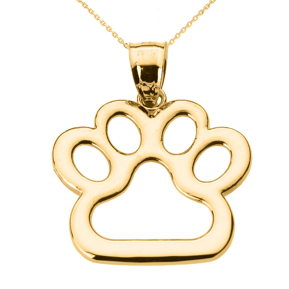 Gold Dog Paw Print Pendant Necklace