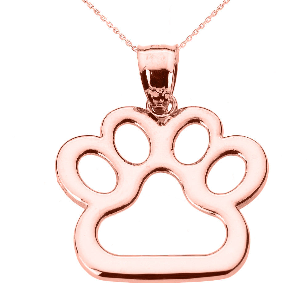 Gold Dog Paw Print Pendant Necklace, view 2