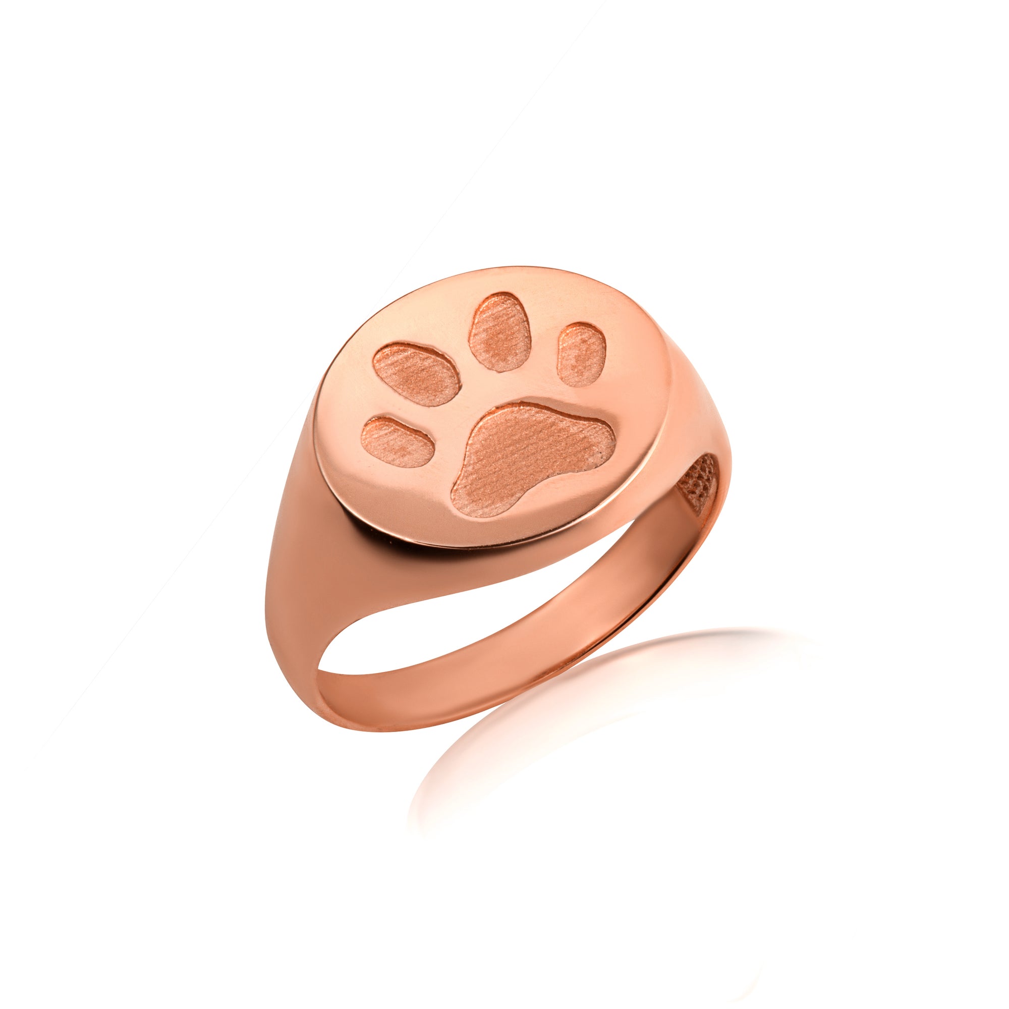 Gold Dog Paw Print Pet Signet Ring, view 3
