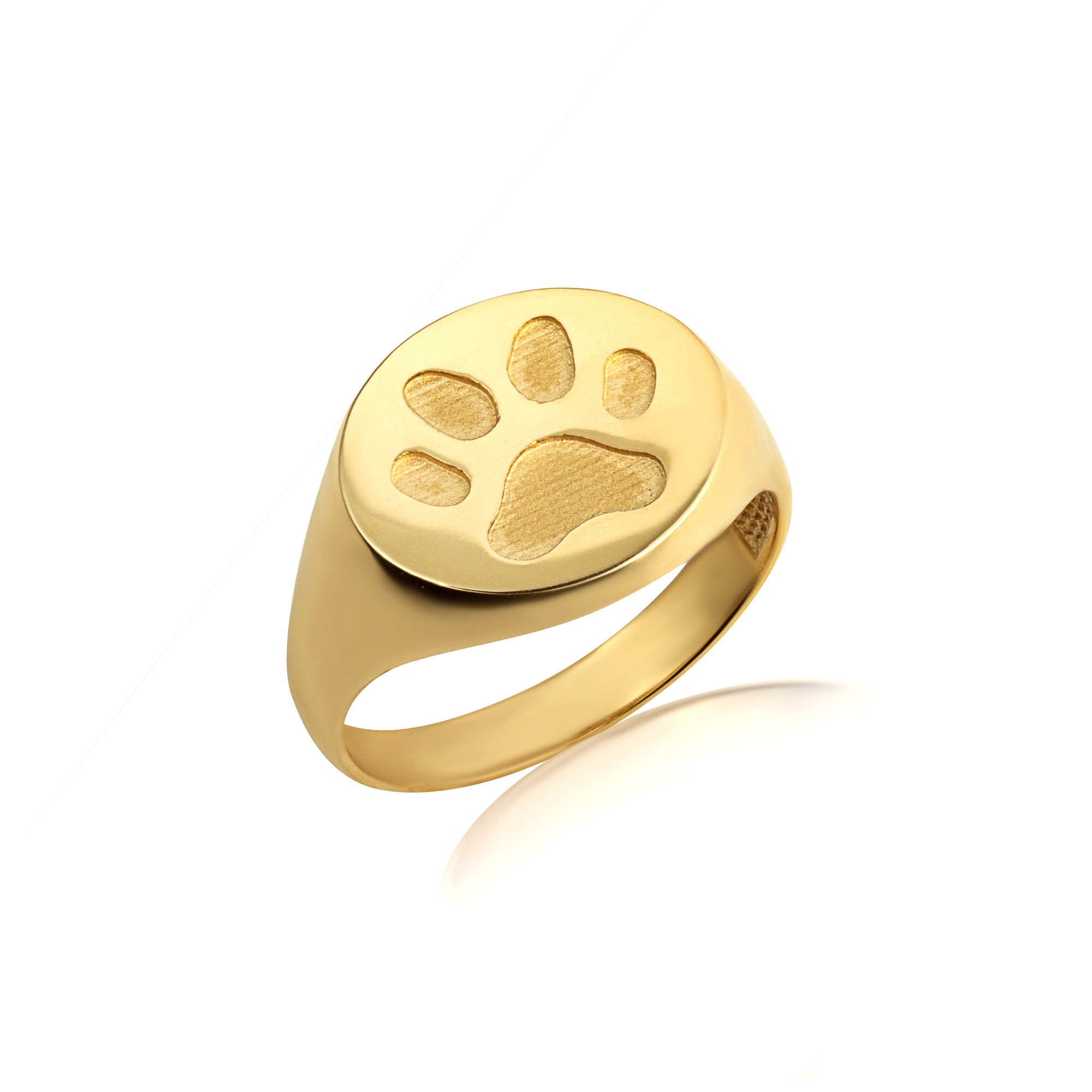 Gold Dog Paw Print Pet Signet Ring, view 5