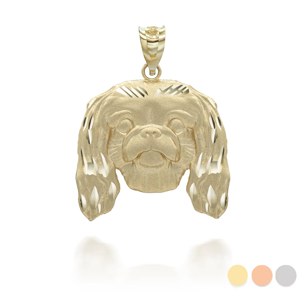 Gold Dog Pekingese Pendant Necklace