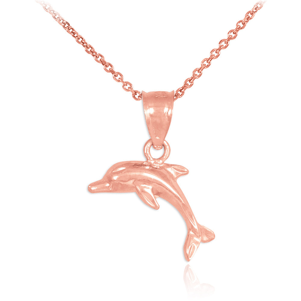 Gold Dolphin Charm Pendant Necklace, view 2