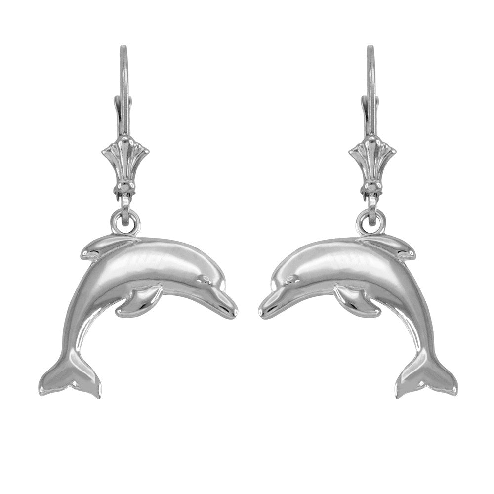 Gold Dolphin Earrings, view 3