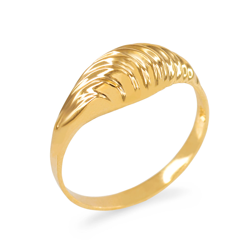 Gold Domed Ribbed Ring