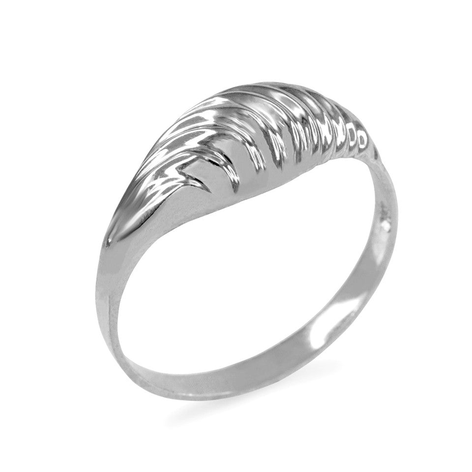 Gold Domed Ribbed Ring, view 2
