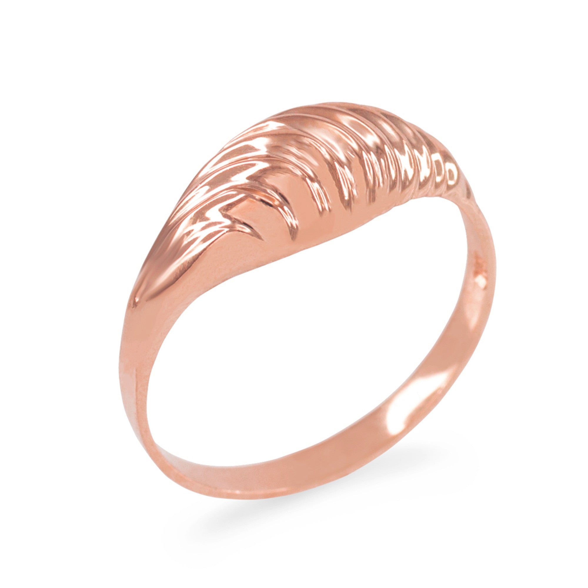 Gold Domed Ribbed Ring, view 3