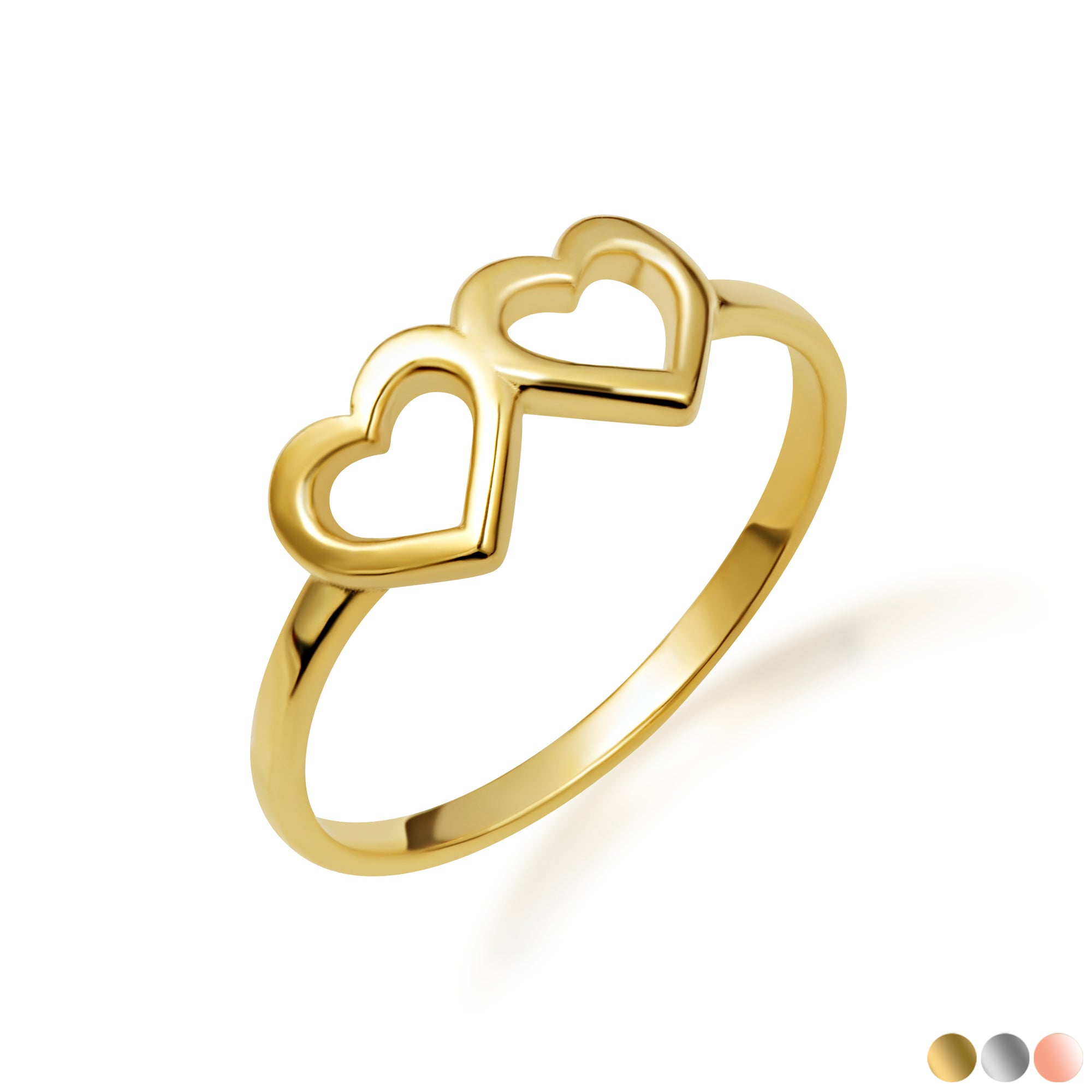 Gold Double Heart Band Ring