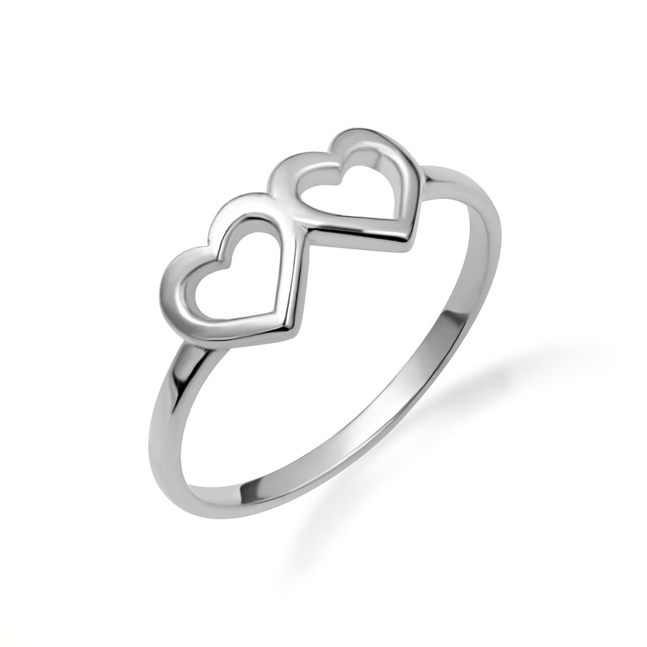Gold Double Heart Band Ring, view 5