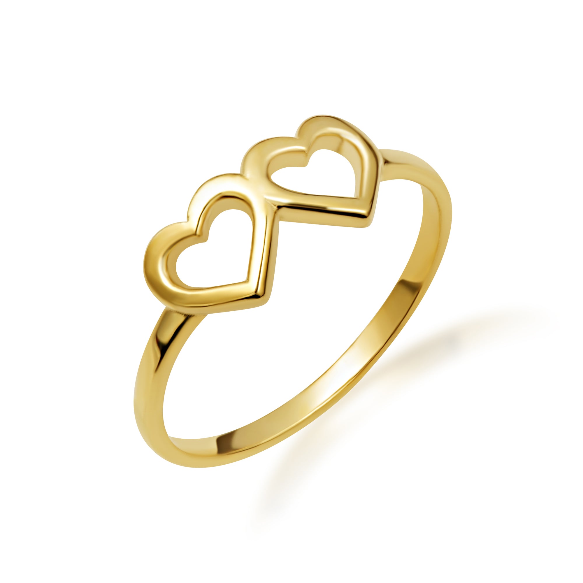Gold Double Heart Band Ring, view 6