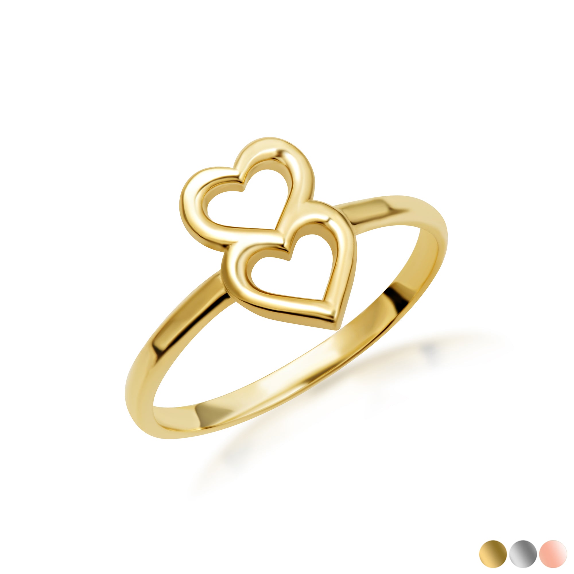 Gold Double Heart Love Ring