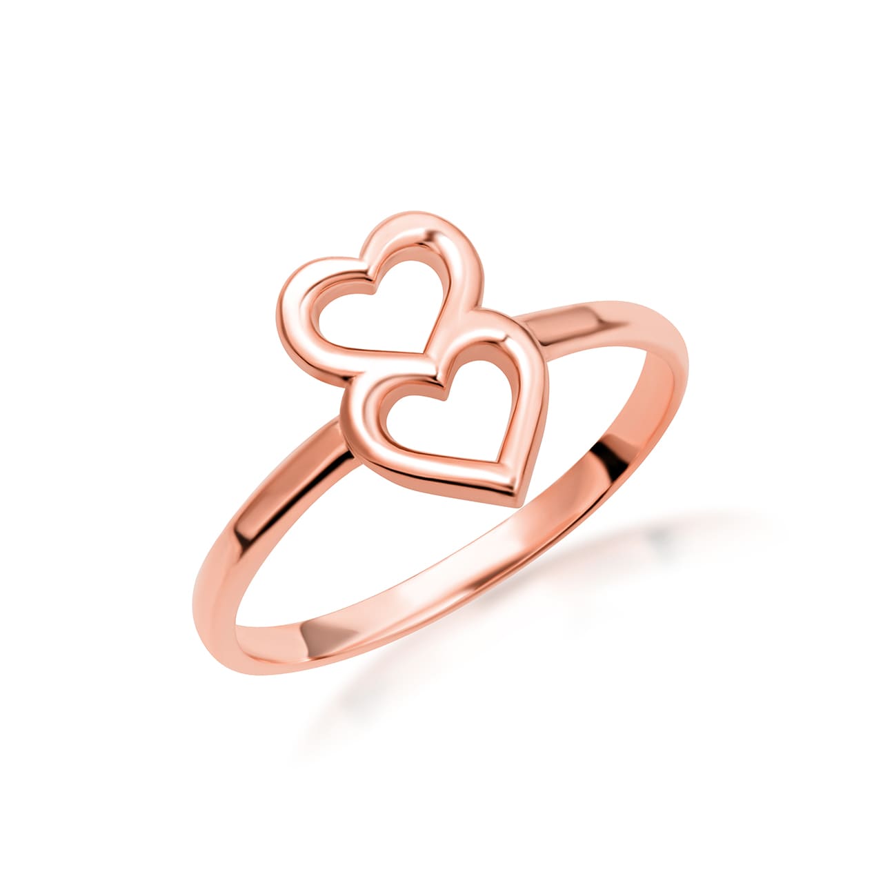Gold Double Heart Love Ring, view 4