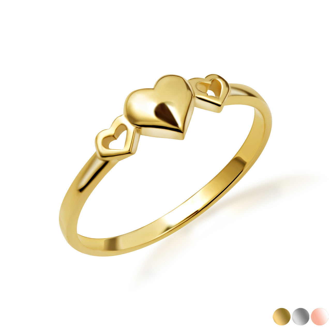 Gold Double Heart Love Ring, view 8