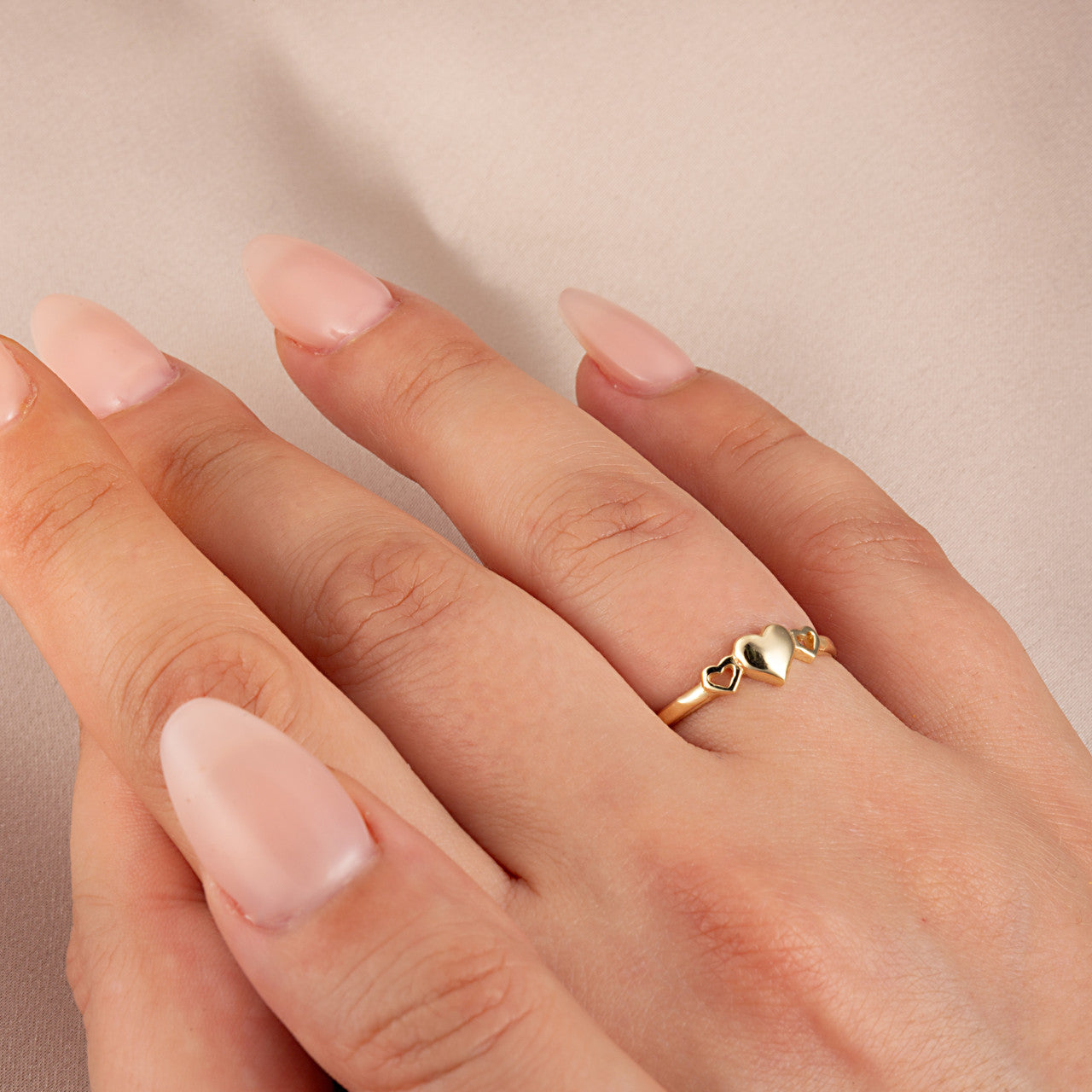 Gold Double Heart Love Ring, view 9