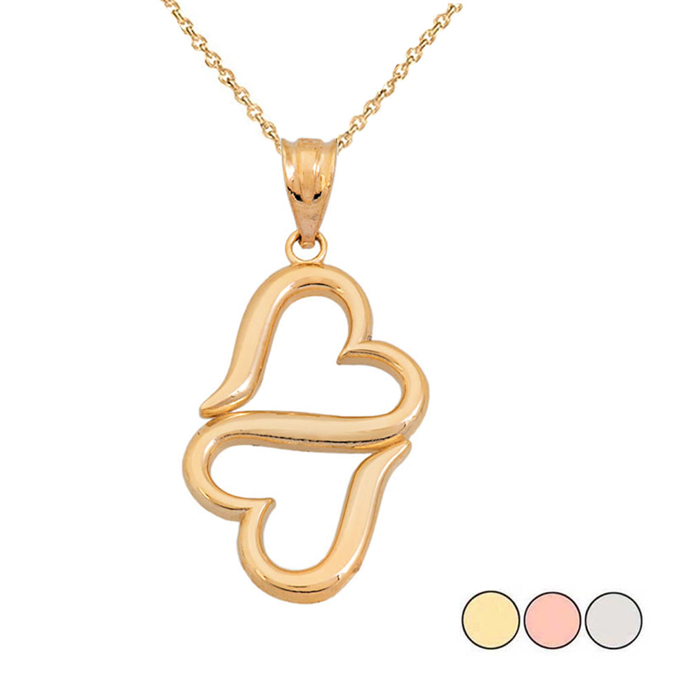 Gold Double Heart Pendant Necklace
