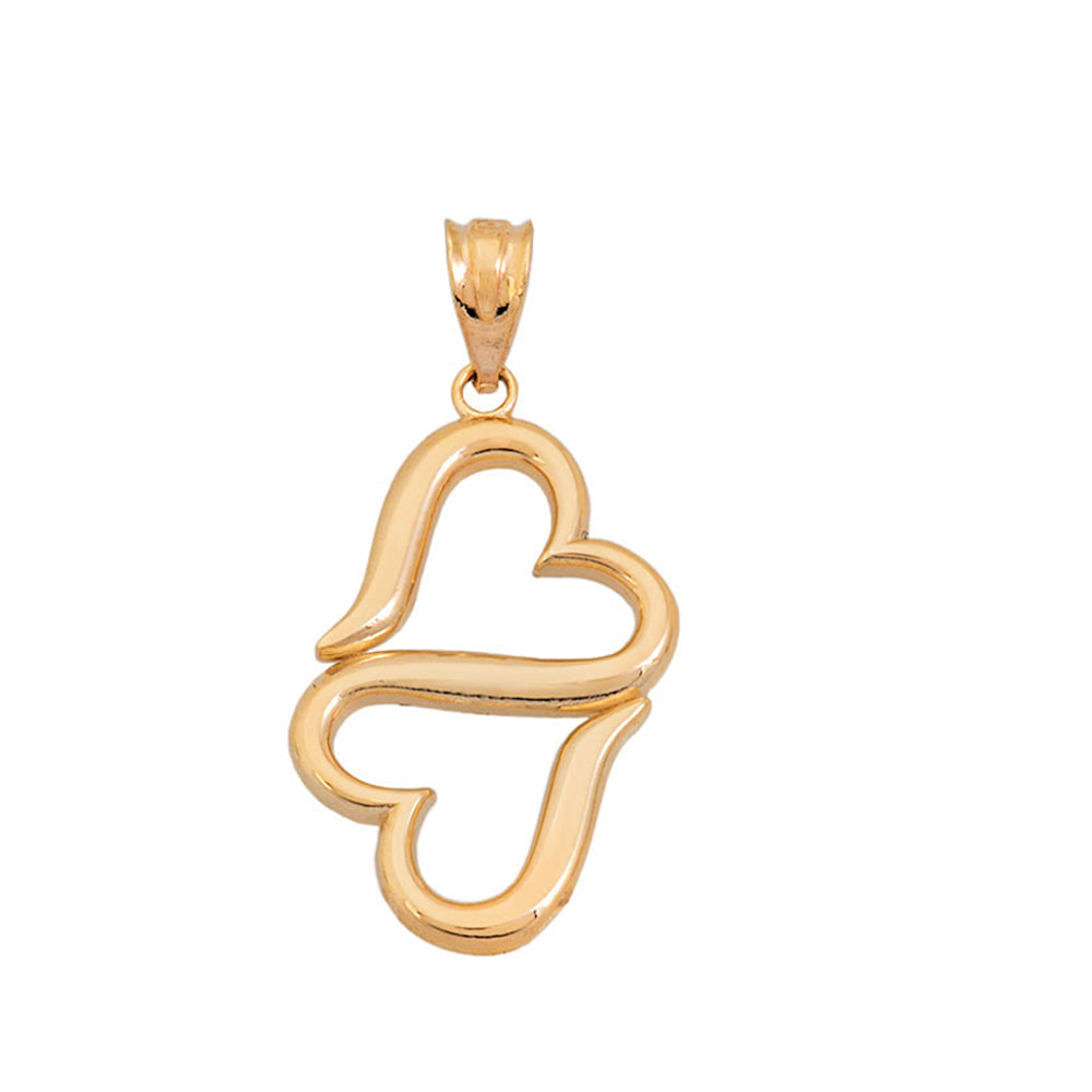 Gold Double Heart Pendant Necklace, view 2