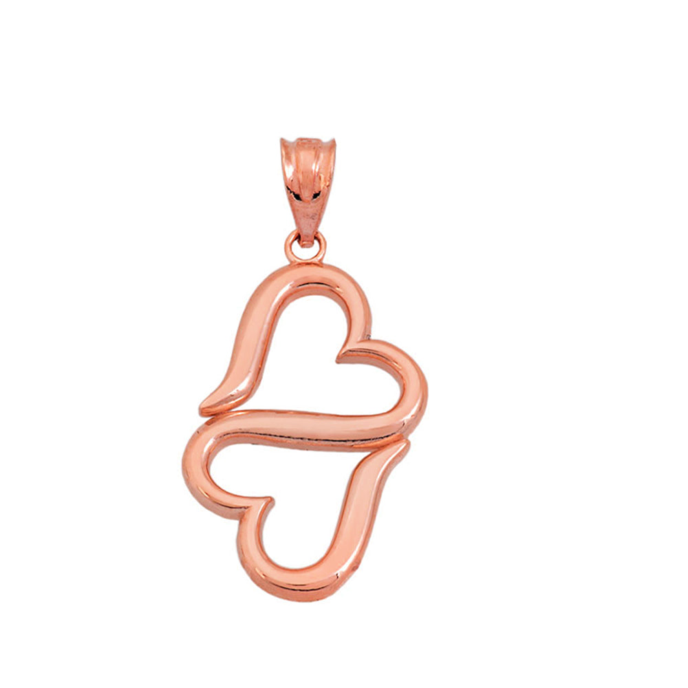 Gold Double Heart Pendant Necklace, view 4