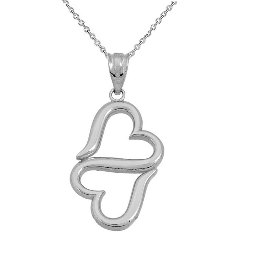 Gold Double Heart Pendant Necklace, view 5