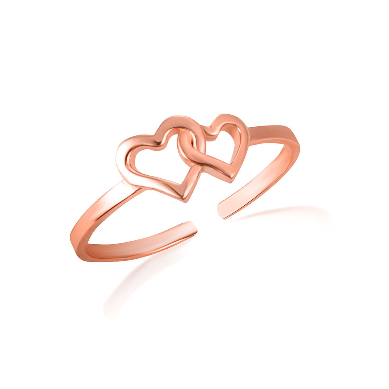Gold Double Heart Toe Ring, view 3