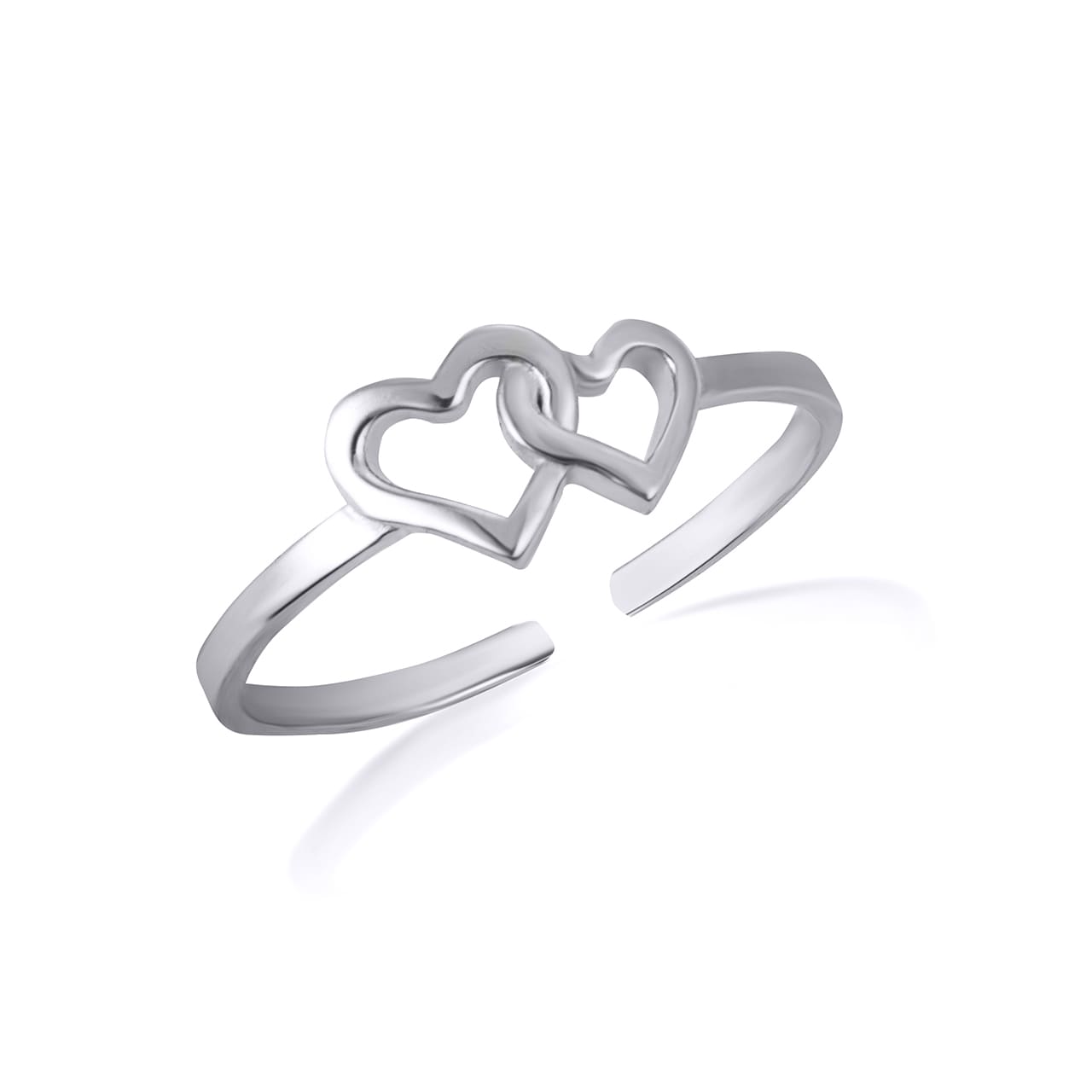 Gold Double Heart Toe Ring, view 4