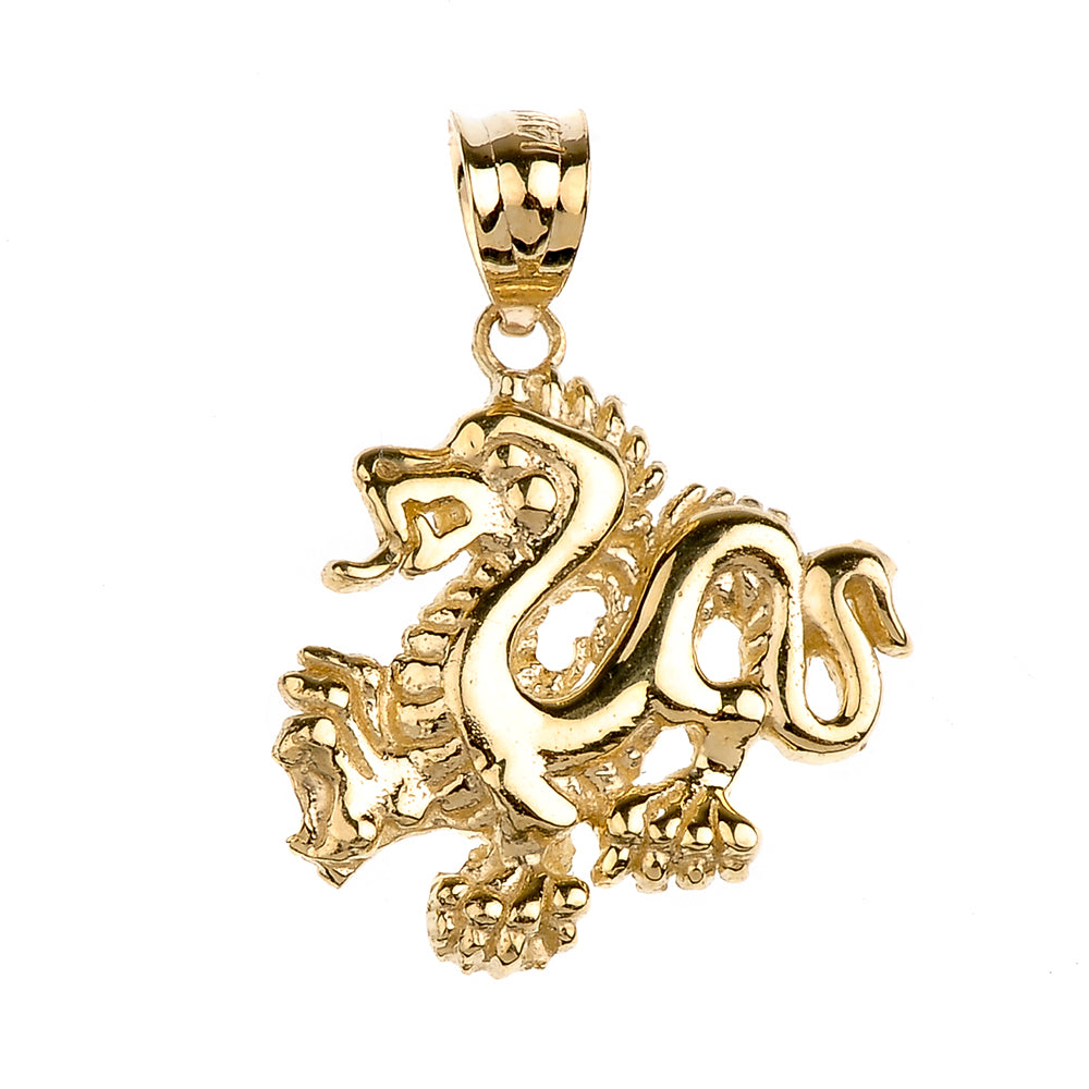 Gold Dragon Charm Pendant Necklace